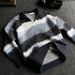 Men's V-Neck Stripe Knit Sweater - Relaxed Fit Casual Pullover With Contrast Color Design For Autumn & Winter_viptrois.com