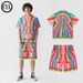 Men's Clothing High End Cuban Collar Shirt Suit Short Sleeved Men's Spring And Summer Wave Playful Trendy Shirt Shorts Outfit_viptrois.com