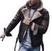 Men's Faux Fur Streetwear Jacket - Edgy Biker Style Coat With Distressed Detailing, Trendy Outerwear_viptrois.com