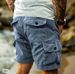 Men's Summer Casual Workwear Shorts Short Sleeved Corduroy Loose Stretch Waist With Multiple Pockets_viptrois.com