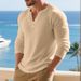 Men's Heavyweight Long Sleeved Ribbed Material Casual Commuter Henley Shirt Autumn American Style Loose Base Layer T-Shirt_viptrois.com