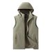 Men’s Lightweight Hooded Vest – Breathable Polyester Corduroy Sleeveless Jacket For Outdoor & Casual Wear (Double-Breasted, Zip Pockets, Striped)_viptrois.com