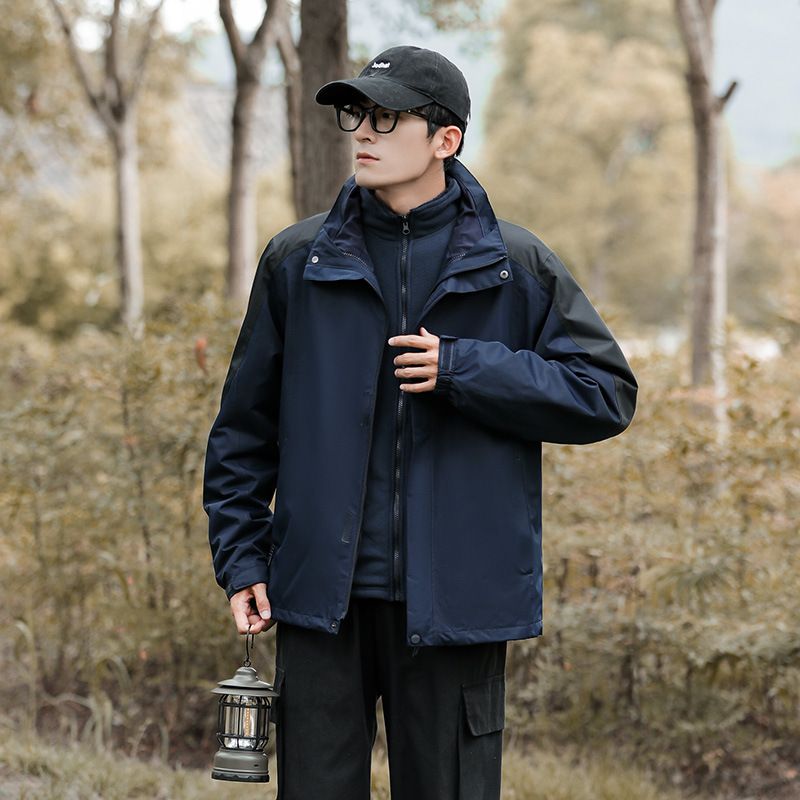 outdoor couple's two-piece jacket set with coral velvet lining for men and women, windproof ski and mountaineering jacket_viptrois.com