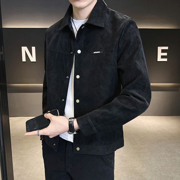 Autumn Winter Jacket Men 2024 New Style Cool Trendy Brand High-end Feel Turn-down Collar Suede Spring Outerwear Men's_viptrois.com