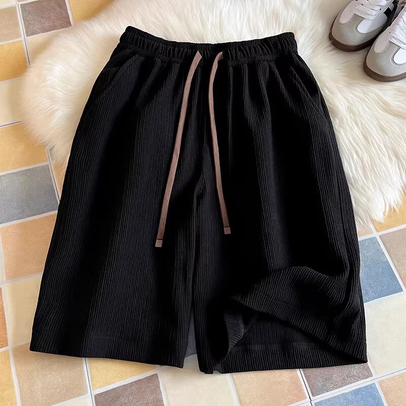 Men's Textured Ice Silk Shorts for New Summer Style Quick Drying Five Point Pants Trendy Loose Fitting Sports Casual Wear_viptrois.com