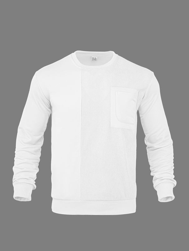 Men's Clothing Patchwork Sweatshirt Corduroy Patch Pocket Sweatshirt – European Style Long Sleeve Pullover (White, Black, Khaki, Grey, S-XXXL)_viptrois.com