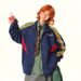 American High Street Three-Stripe Stand Collar Cardigan Sweatshirt Men's Personality Loose Patchwork Color-Block Spring_viptrois.com