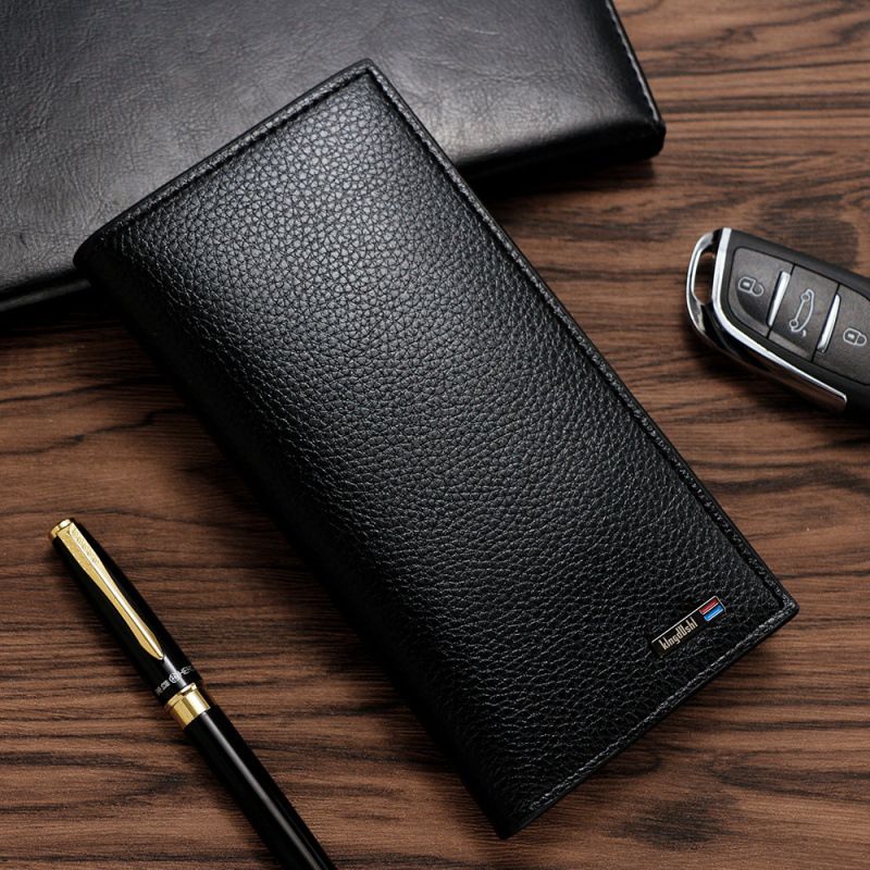 Wallet Card Cases New Men's Long Wallet Simple Litchi Pattern Fashion Wallet Multi Card Slot Wallet_viptrois.com