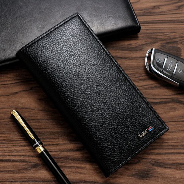 Wallet Card Cases New Men's Long Wallet Simple Litchi Pattern Fashion Wallet Multi Card Slot Wallet_viptrois.com
