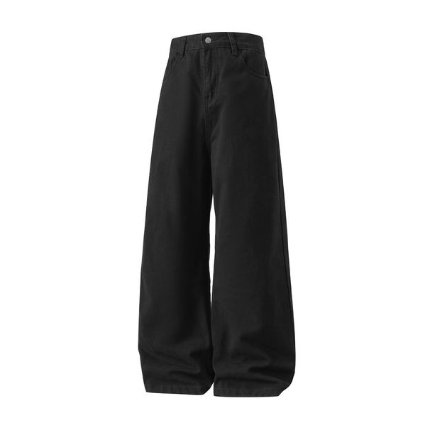 Monochrome Man- Textured Twill Retro Loose Straight Casual For Men, Autumn New Pure Cotton Slightly Wide Half Elastic Trendy Brand Long_viptrois.com