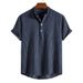Men's Clothing Summer Shirt Large Size Cotton And Linen Stand Collar Short Sleeve Shirt_viptrois.com