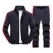 Men's Running Tracksuit Set | Zip-Up Hoodie & Joggers | Lightweight Polyester | Gym To Streetwear (Black/Navy/Light Gray)_viptrois.com