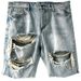 Men's Clothing Street Fashion Summer Ripped Shorts Hip Hop Raw Edge Beggar Denim Shorts_viptrois.com