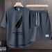 Men's Clothing 2024 Waffle Casual Summer Suit Men's Loose Teen Short sleeved T shirt Shorts Handsome Two piece Suit_viptrois.com