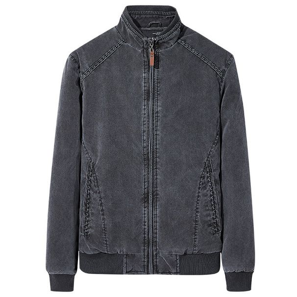 Men's Washed Cotton Retro Jacket – Slim Fit Stand Collar Coat | Blue/Khaki/Espresso/Army Green/Black Gray | L-6XL | Vintage Casual & Streetwear_viptrois.com