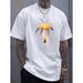 1pc Camiseta Algodón Casual Verano Hombres Con Estampado Cocotero Al Atardecer, Cuello Redondo, Manga Corta, Ligera_viptrois.com