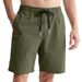 Men's Cotton Linen Shorts Straight Leg Solid Color Breathable Drawstring Elastic Waist Daily Beach Casual Five Point New_viptrois.com