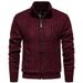 Men's Jacquard Knit Cardigan – Stand Collar Casual Sweater For Autumn & Winter (Dark Gray/Light Gray/Burgundy/Blue/Black, M-3XL)_viptrois.com