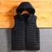 Men's Lightweight Detachable Hood Vest - Slim Fit Polyester Puffer Jacket For Casual Winter Wear (Black/Red/Khaki, L-7xl)_viptrois.com