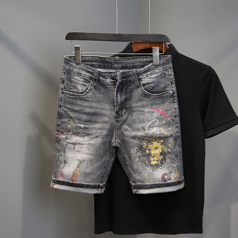 Men's Clothing Summer Jeans Loose Straight Japanese Men's Trendy Harem Pants Large Size Shorts_viptrois.com