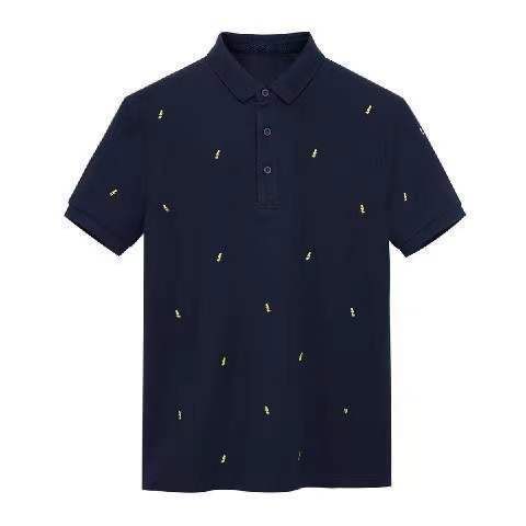 Men's Clothing Summer New Business Casual Polo Shirt Navy Blue Lightning Embroidery Short Sleeved T Shirt POLO Shirt_viptrois.com