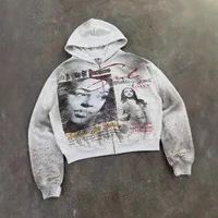 Vintage Washed Long-Sleeve Hooded Shirt – Oversized Unisex Zip-Up Casual Sweatshirt (XS-4XL, 6 Colors, 350GSM Polyester)_viptrois.com