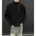 Irregular Button Design High Neck Sweater For Men Korean Style Trendy Brand Cool And Lazy Oversize Knitted Top_viptrois.com