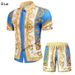 Men's Clothing Short-sleeved Court Retro Digital 3D Printed Shirt Shorts Suit_viptrois.com
