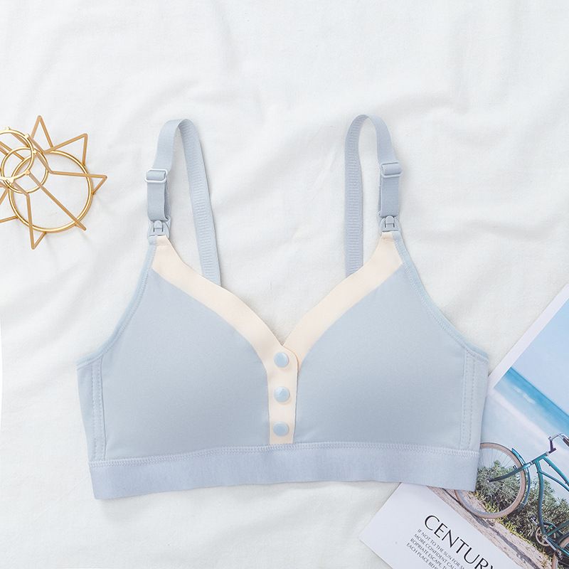 Thin Breastfeeding Bra Pregnant Women's Underwear Pregnant and Postpartum Underwear without Steel Rings Gather Front Buckle Postpartum Feeding_viptrois.com