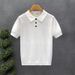 Men's Summer Breathable Hollow out Collar Short Sleeve Polo Shirt Solid Color High End Knitwear for Commuting And Casual Wear_viptrois.com