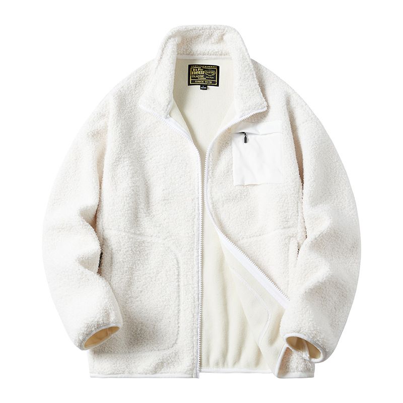 Lamb Fleece Jacket Men's Fleece Jacket Blue Teddy Fleece Men's And Women's Fleece Couple Clothing_viptrois.com