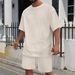 Men's Clothing Jacquard Round Neck Short Sleeved T Shirt Shorts Casual Suit_viptrois.com