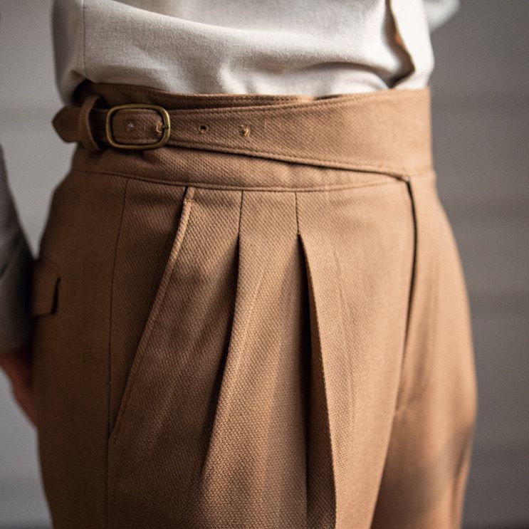 Men's Clothing Autumn And Winter New Italian Naples High Waist Straight Trousers British Men's Casual_viptrois.com