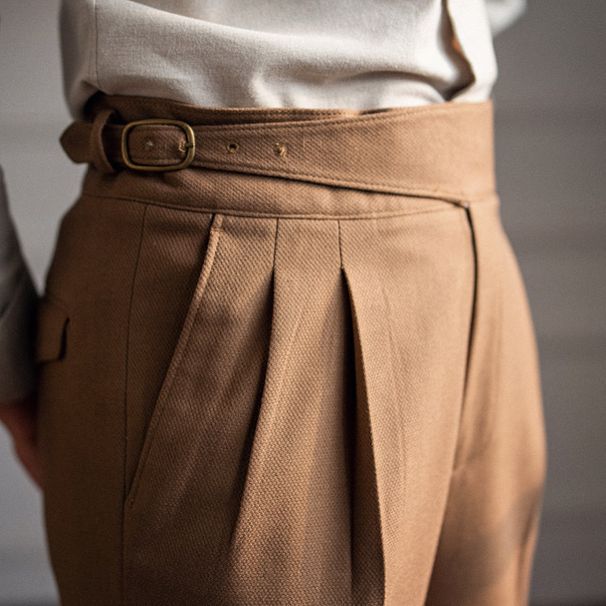 Men's Clothing Autumn And Winter New Italian Naples High Waist Straight Trousers British Men's Casual_viptrois.com