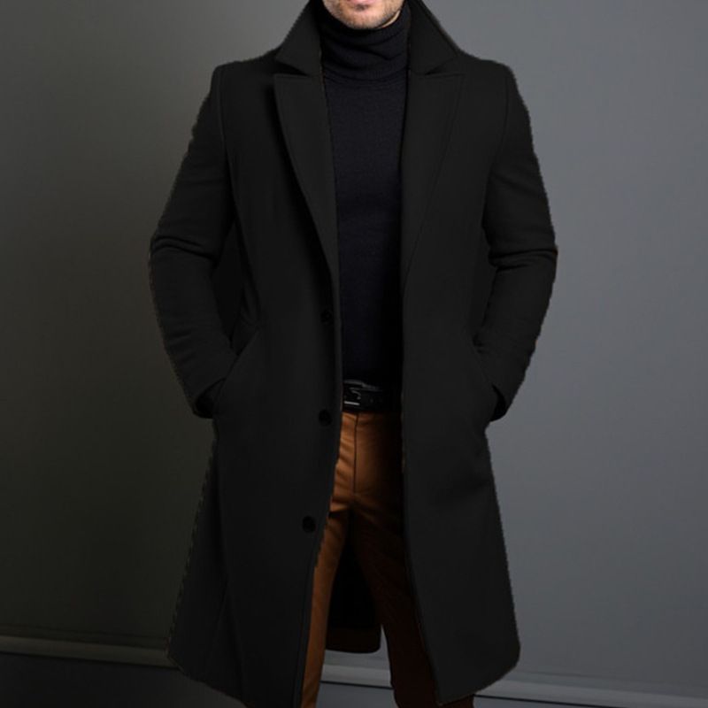 Classic Single-Breasted Trench Coat For Men – Slim Fit Lapel Coat (Khaki/Black/Light Gray/Royal Blue/Burgundy/Dark Blue/Dark Gray, Sizes M-5XL)_viptrois.com
