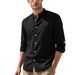 Men's Clothing Solid Color Men's Shirt Casual Cardigan Stand Collar Linen Loose Casual Retro Men's Shirt_viptrois.com