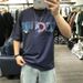 Colorful Letter Printed Embroidered Round Neck Short T-shirt For Men, Summer American Casual, Loose And Handsome, Half_viptrois.com