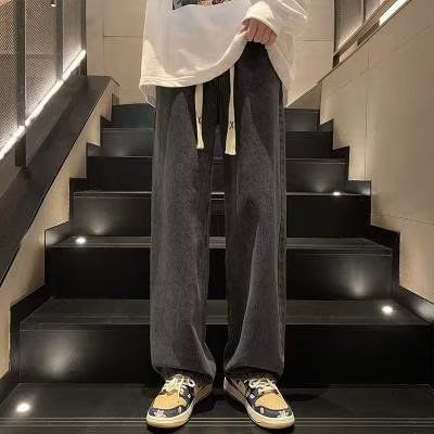 Vintage Jeans Men's Straight Loose Wide Leg American High Street Casual Long Pants_viptrois.com