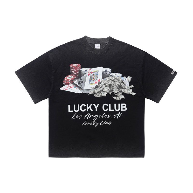 Summer New American Style Trendy Brand Washed Vintage 300g Short Sleeve Loose Drop Shoulder T-Shirt For Men_viptrois.com