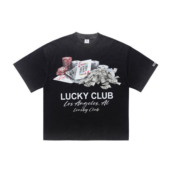 Summer New American Style Trendy Brand Washed Vintage 300g Short Sleeve Loose Drop Shoulder T-Shirt For Men_viptrois.com