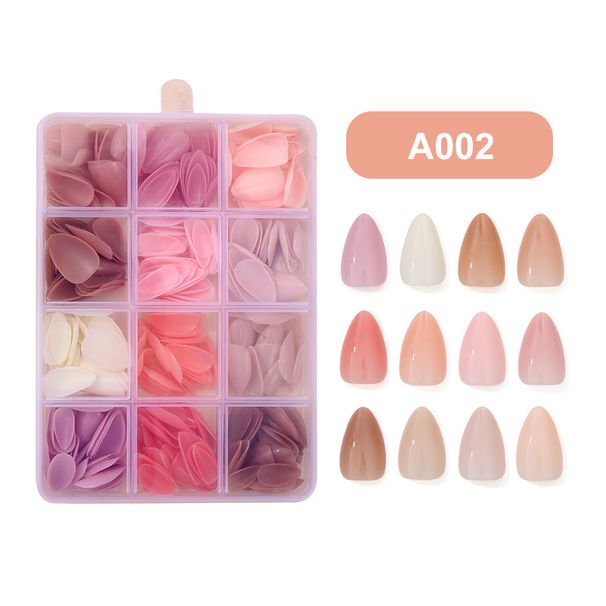 Nails Art Manicure Pieces Solid Color Nail Pieces Nail Patch 12 Color Boxed Bright Nail Pieces 288 Pieces_viptrois.com