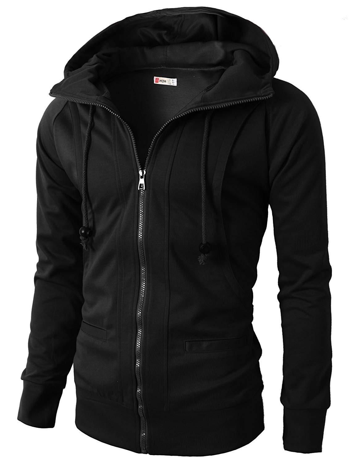 New Men's Sports Fitness Casual Jacquard Sweater Fleece Cardigan Hooded Jacket_viptrois.com