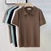 Men's Clothing Retro Short Sleeved Sweater Men's Textured Business Casual Polo Shirt Men's Lapel T Shirt Men_viptrois.com