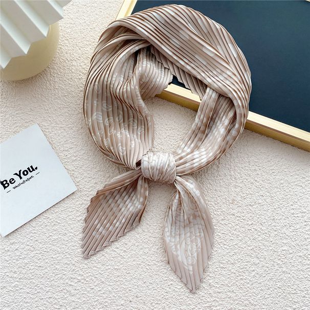 Pleated Silk Square Scarf For Women - Small Fashion Scarf (Spring/Autumn/Winter Style, Versatile For Shirts, Suits & Hair Accessories)_viptrois.com