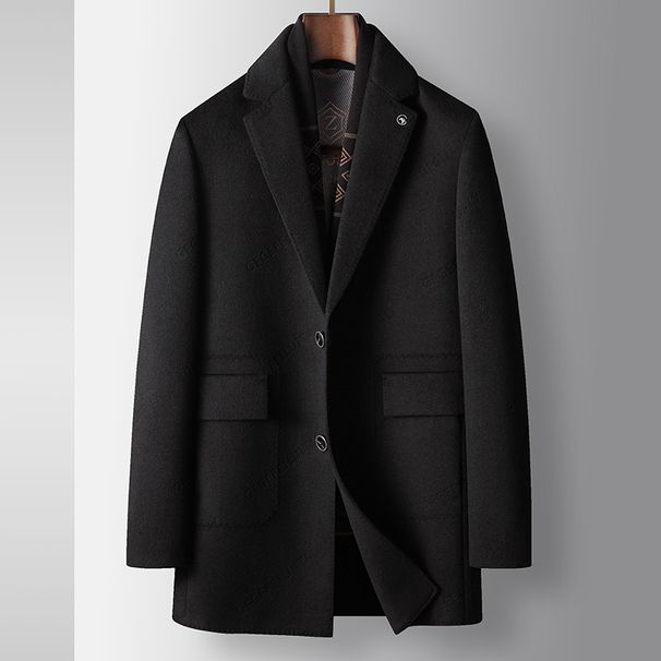 Men's Clothing autumn and winter scarf collar detachable Silk cotton lining youth business double sided woolen casual jacket_viptrois.com