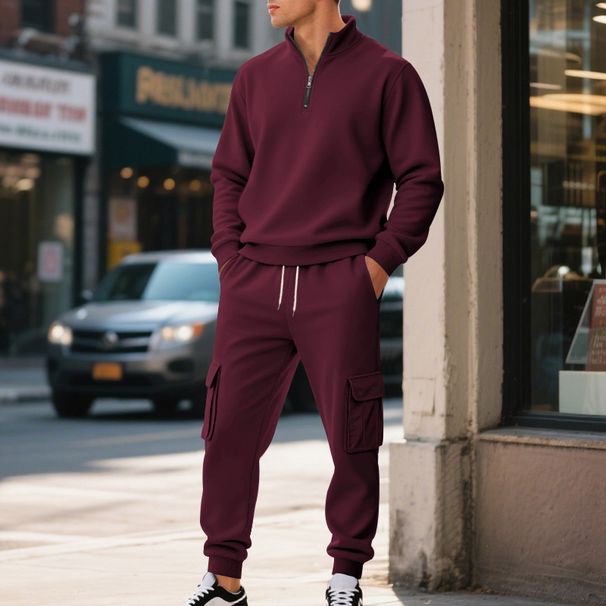 Men's Fleece-Lined Zip-Up Hoodie & Jogger Set – Winter-Ready Comfort (S-XXXL, 8 Colors)_viptrois.com