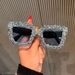 European And American Personality Candy Color Lens Large Frame Polygonal Sunglasses For Women Luxury Rhinestones Net Celebrity Style Catwalk Sunglasses_viptrois.com