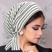 striped long tailed bandage headscarf hat chemotherapy cap wavy pattern ladies hat_viptrois.com