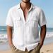 Men's Summer Casual Shirt European Size Breathable Linen Multi Pocket Buttoned Loose Fit Workwear Short Sleeved Beachwear_viptrois.com