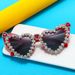 Retro Diamond Studded Sunglasses, Fashionable Peach Heart Sunglasses For Women, Metal Hinges, Large Frame, Personalized Glasses, Cross Border_viptrois.com